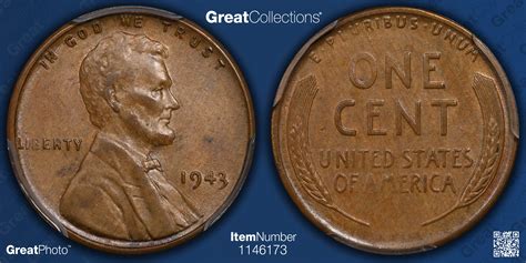 1943 Lincoln Cent Bronze/Copper PCGS AU-58 (CAC Green) (Simpson) (Item ...