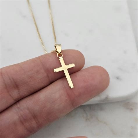 Children's Gold Cross Necklace Kids Dainty Cross Necklace Gold Cross ...