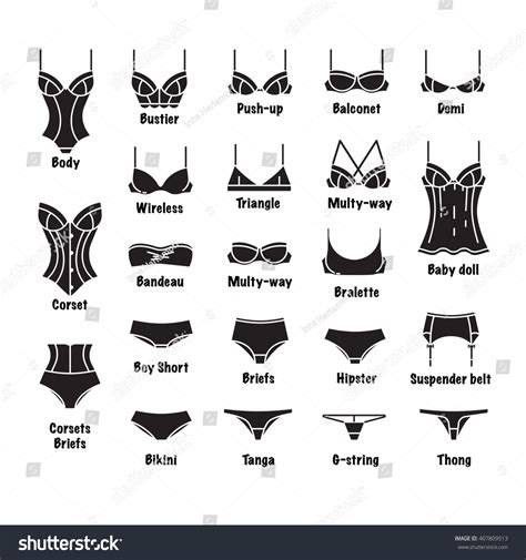 Different Types Underwear Black White Collection Stock Vector 407809513 ...