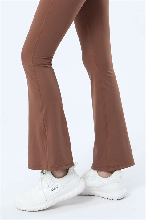 High-Waisted Brown Flare Leggings For Women - Zioccie
