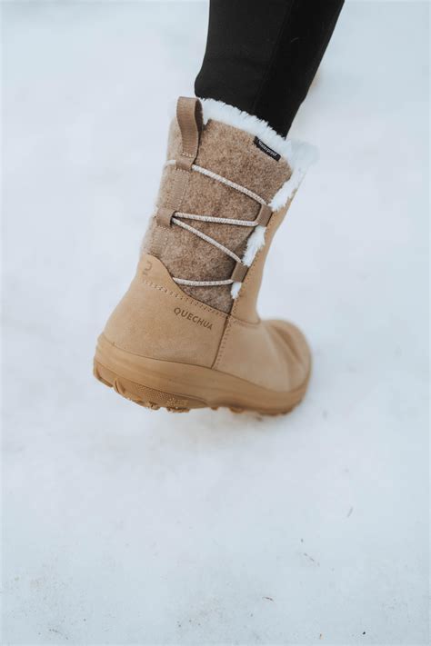 Women’s Waterproof Leather Winter Boots - SH 500 - Cappuccino beige ...