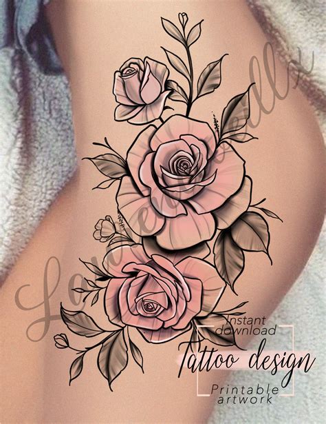 Rose Tattoo Designs For Thigh at Frances Fisk blog
