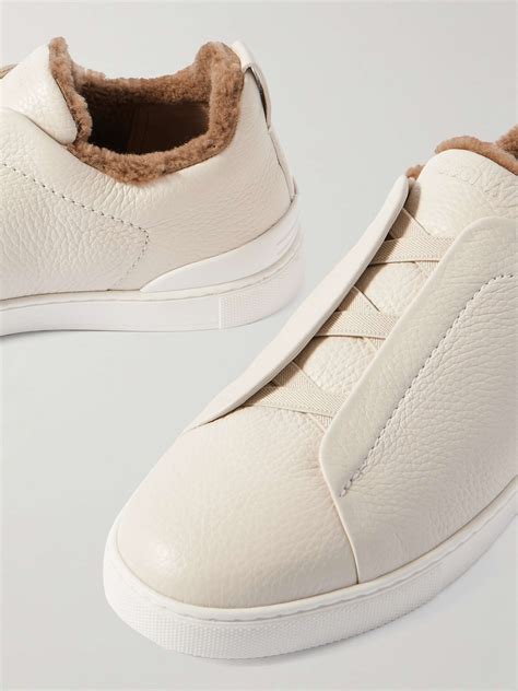 ZEGNA Triple Stitch™ Shearling-Lined Leather Sneakers for Men | MR PORTER