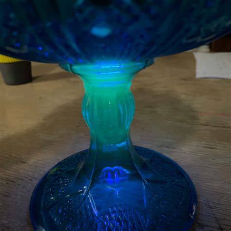 Blue Uranium Glass Standing Bowl(s)