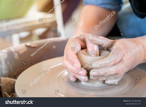 Hands Craftsman Mold Clay Into Desired Stock Photo 2210236943 ...
