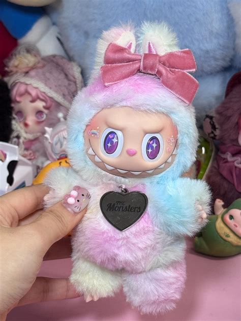 Handmade Labubu Custom Doll– Dreamy Tie-dye Plush –pink Plush With ...