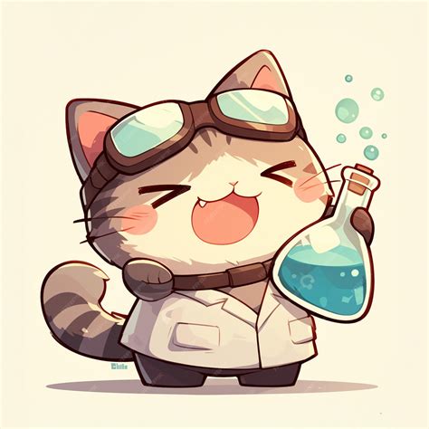 Premium Vector | A cute cat scientist cartoon style