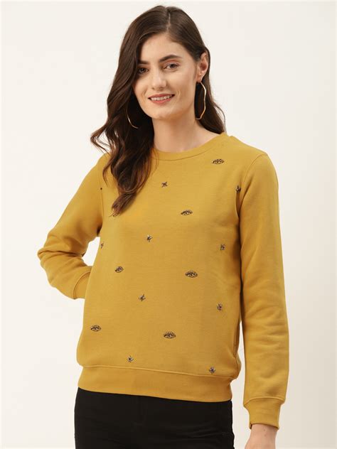 Buy Madame Women Mustard Yellow Printed Sweatshirt - Sweatshirts for ...