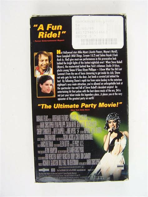 54 VHS Video Tape Ryan Phillippe, Salma Hayek, Sela Ward, Michael Myers
