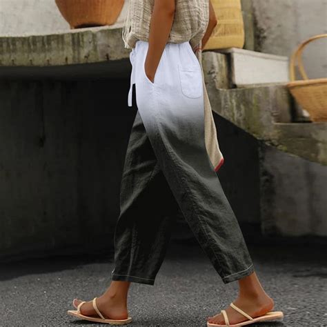 Alitao Capri Pants Linen Pants Women Linen Capris For Summer High ...