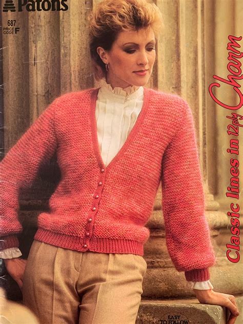 MOHAIR Knitting PATONS 687. Chunky Knits With Classic Lines Cardigans, Vest & Jacket. Sizes 10 ...