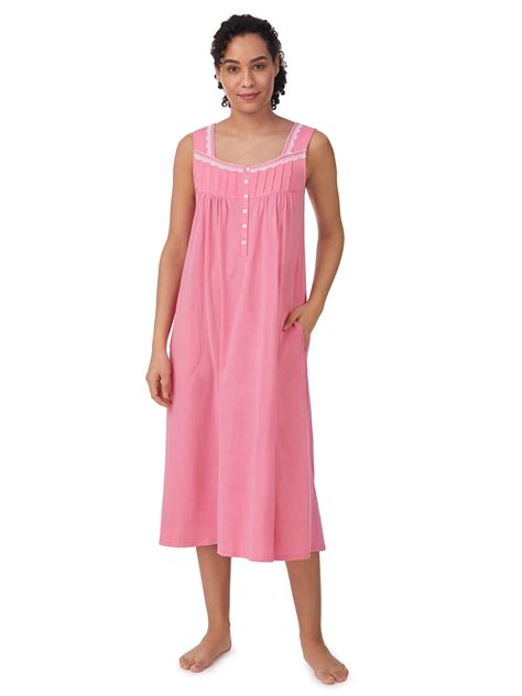 Aria women's 100% Cotton Nightgown - Sleeveless Long Nightie - Walmart.com