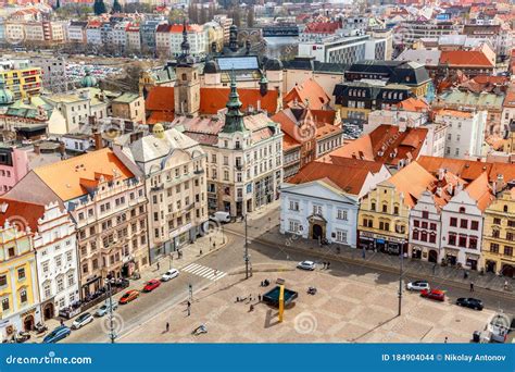 Plzen, Czech Republic - April, 2018: Aerial View from St Bartholomews ...