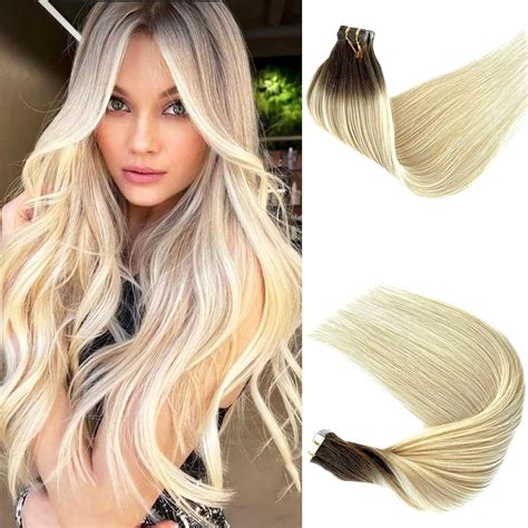 Amazon.com : Benafee Ombre Tape in Hair Extensions Human 20 Inch Double ...