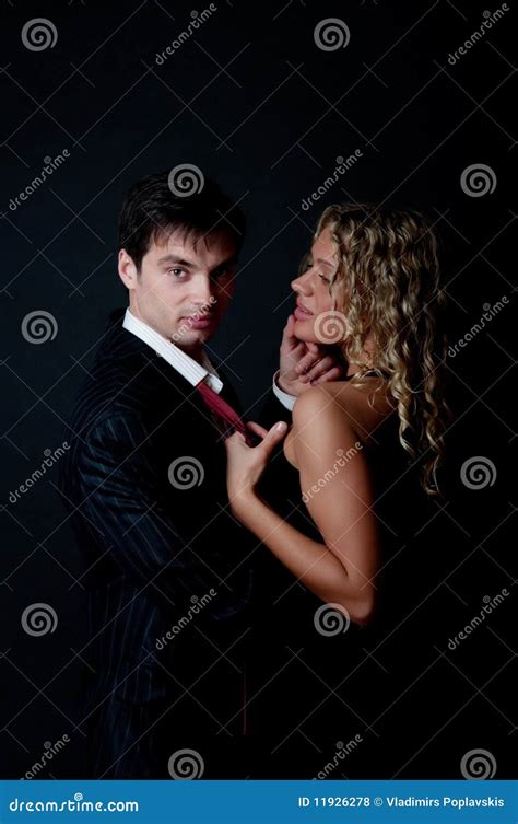 Attractive Woman Try To Seduce a Man Stock Photo - Image of evening ...