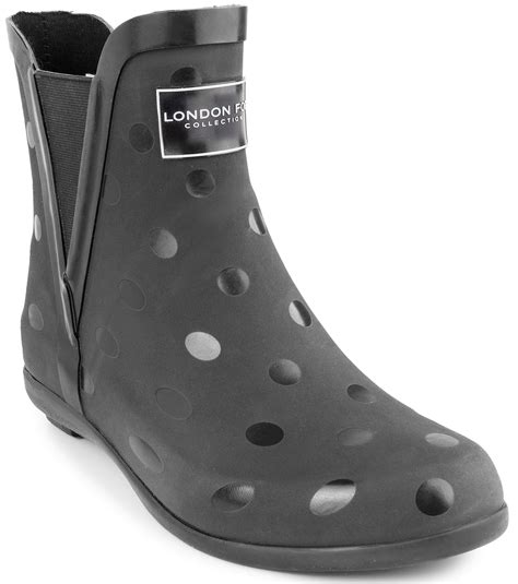 LONDON FOG Womens Piccadilly Black Rain Boot