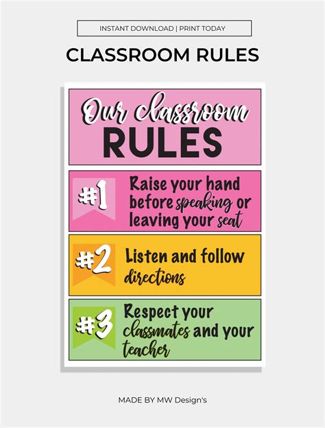 Classroom Rules Poster Class Rules Poster Printable - Etsy UK ...