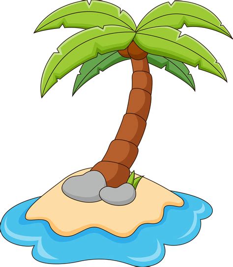 Cartoon illustration of small island with coconut trees 23955102 Vector ...
