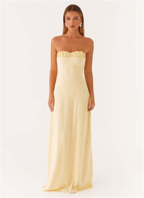Tayla Linen Maxi Dress - Yellow – Peppermayo