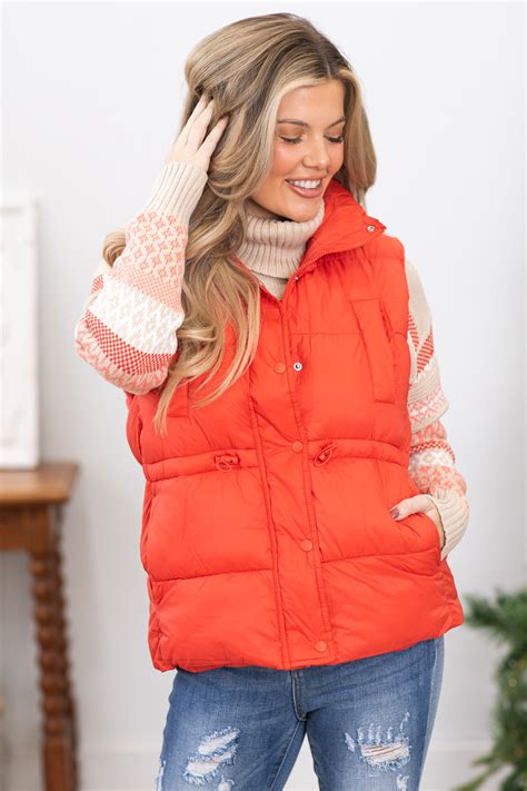 Orange Channel Quilted Puffer Vest · Filly Flair