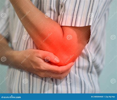 Pain in Elbow Joint of Asian Young Man. Concept of Elbow Pain, Rheumatoid Arthritis and Arm ...