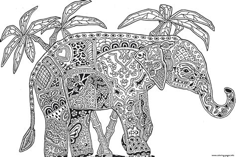 Elephant Adults Hard Difficult Coloring Pages Coloring page Printable