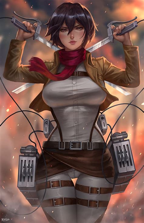 Mikasa Ackerman, anime, Shingeki no Kyojin, anime girls, scarf, jacket ...