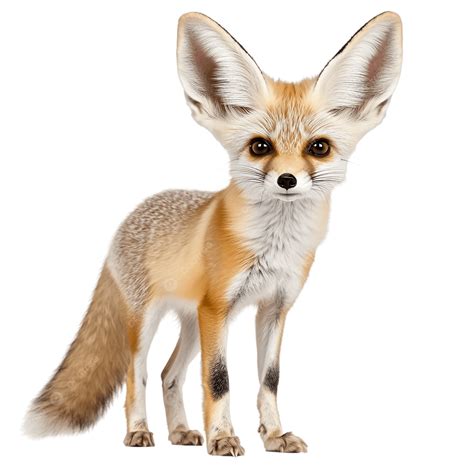 Adorable Fennec Fox With Big Ears And Fluffy Tail Standing Alert ...