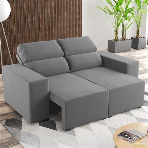 Sofá Retrátil e Reclinável 2 Lugares 150cm em Veludo Fresh Viero ...
