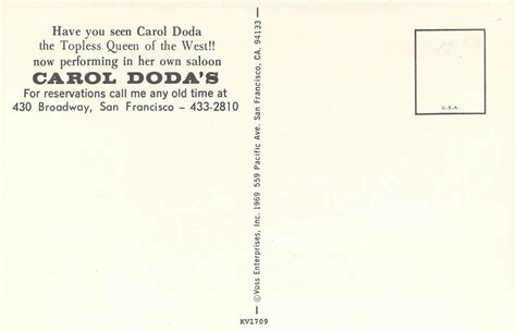 196's Postcard Nude Carol Doda Topless Queen Phone Her Saloon San ...