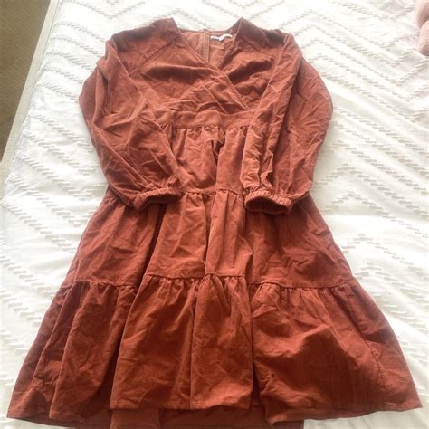 Rust orange corduroy dress!! SO CUTE and especially... | Depop