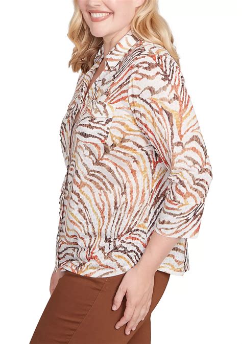 Alfred Dunner Women's Mount Laurel Skin Burnout Blouse | Belk