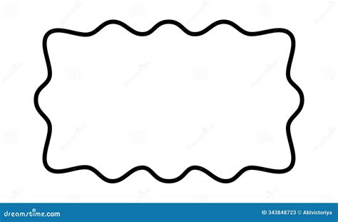 Rectangle Frame with Wavy Edges. Geometric Shape with Scallop Borders ...