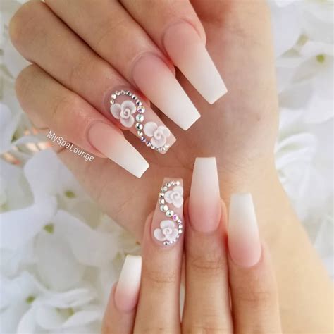 60 Elegant 3D Flower Nail Art Designs | Pink acrylic nails, Wedding ...