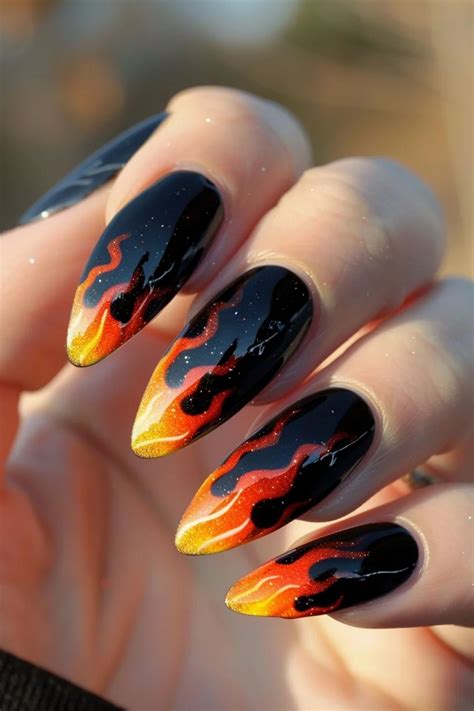30 Flame Nail Designs to Heat Up Your Look | Nail designs, Flame nail ...