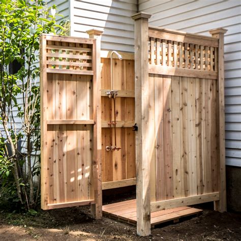 Diy Cedar Outdoor Shower - To keep water away from it i used a ...