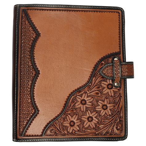 Schneiders® Floral Tooled Leather Three Ring Binder Padfolio | Schneiders