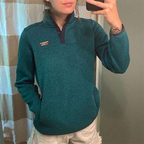 Teal colored sweater fleece pullover from LL Bean.... - Depop