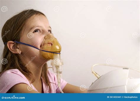 Little Girl Using Inhaler Nebulizer, Close-up Stock Image - Image of ...