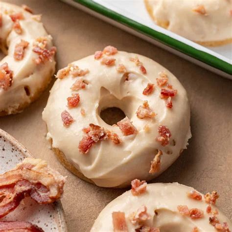 Oven Baked Maple Bacon Glazed Donuts - Bake & Bacon