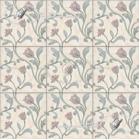 Ceramic floral tiles texture seamless 19186
