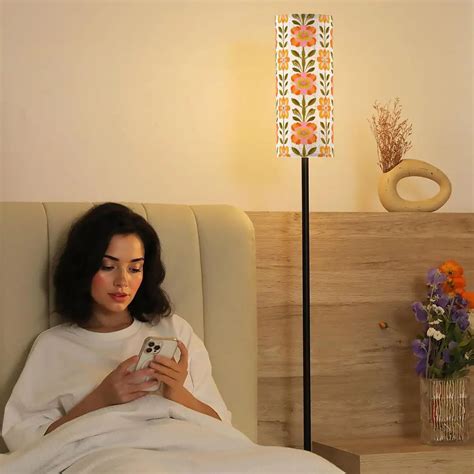Scandinavian Danish Modern Floral Tall Floor Lamp, Mid Century Slim ...