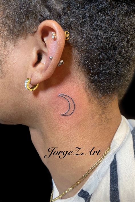 Crescent Moon Tattoo Behind Ear