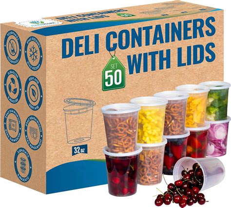 Amazon.com: Jinei 50 Pcs Plastic Deli Containers with Lids Clear Square ...