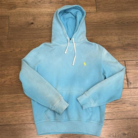 polo Ralph Lauren light blue washed hoodie - size... - Depop