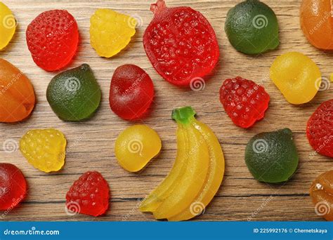 Fruit Shaped Candies In Macro Image Of Marzipan Sweets In A Bask ...