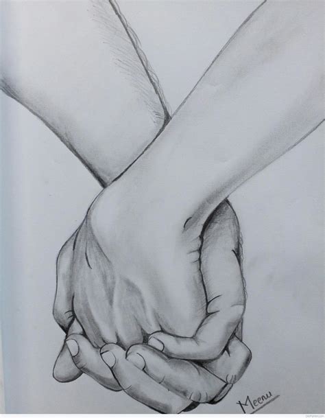 Awesome Pencil Sketch Of Holding Hands - Desi Painters