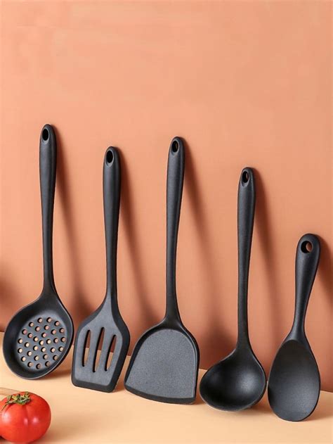 5pcs Black Silicone Cooking Utensil Set