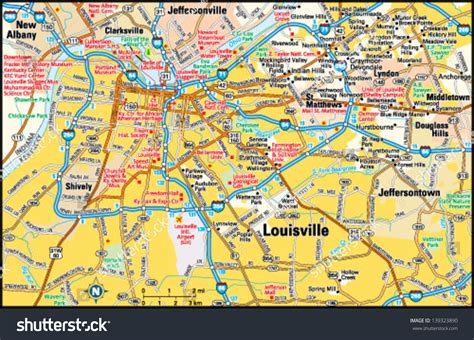 Louisville, Kentucky Area Map Stock Vector Illustration 139323890 ...