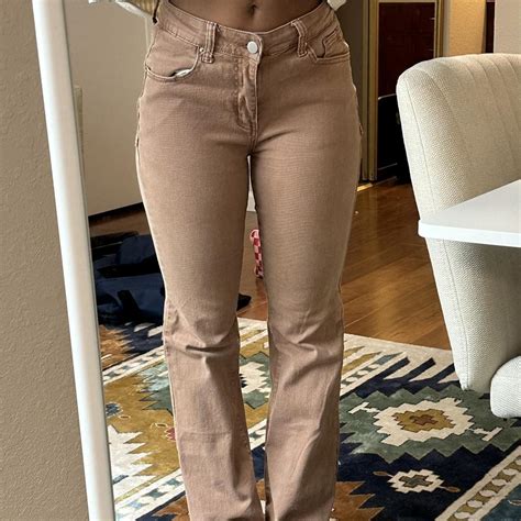 Shein Flare brown stretch jeans Size M No longer... - Depop